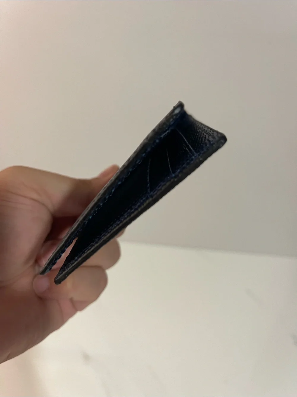 Men's Navy Leather Money Clip Wallet